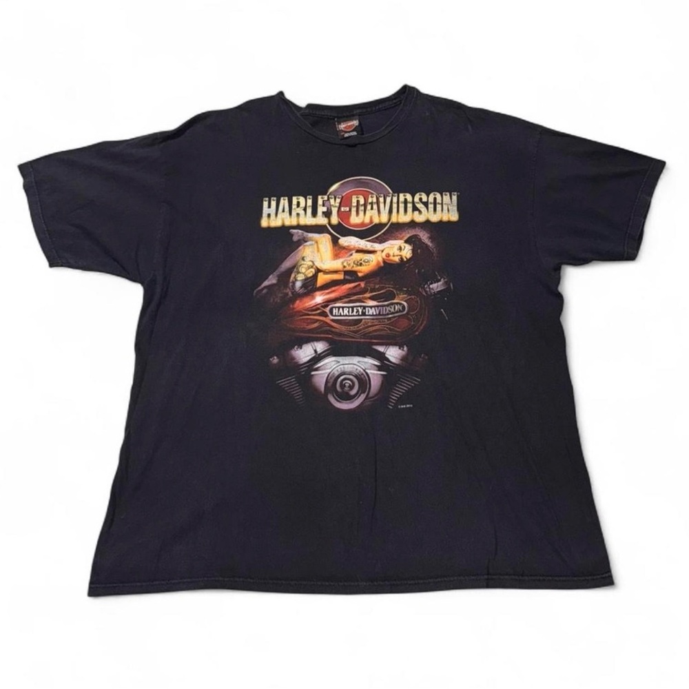 Harley-Davidson Black Tee with Orange Logo Label